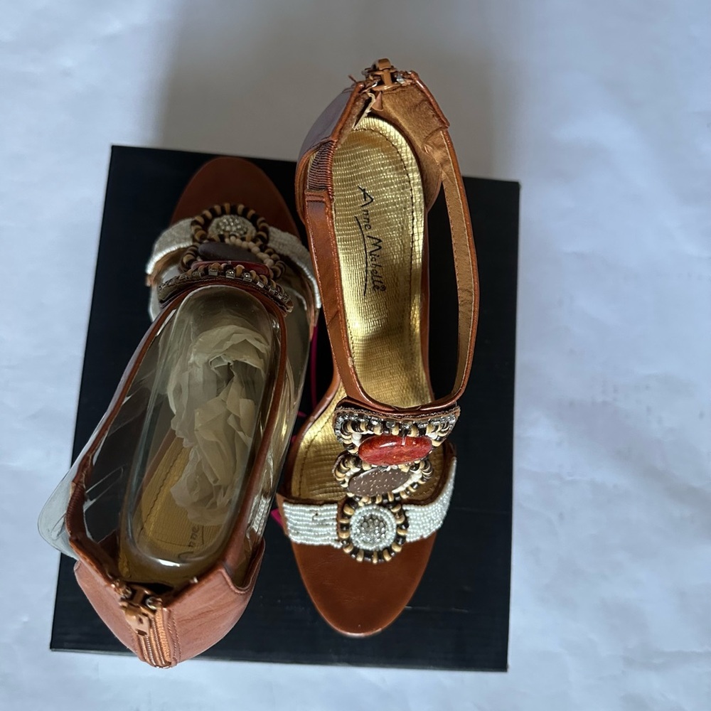 Anne Michelle Brown Embellished Women's Sandals - Picture 7 of 13